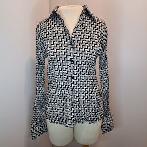 3 FOR 12 SALE Vintage Apt. 9  Stretch Geometric Print Button Down Shirt